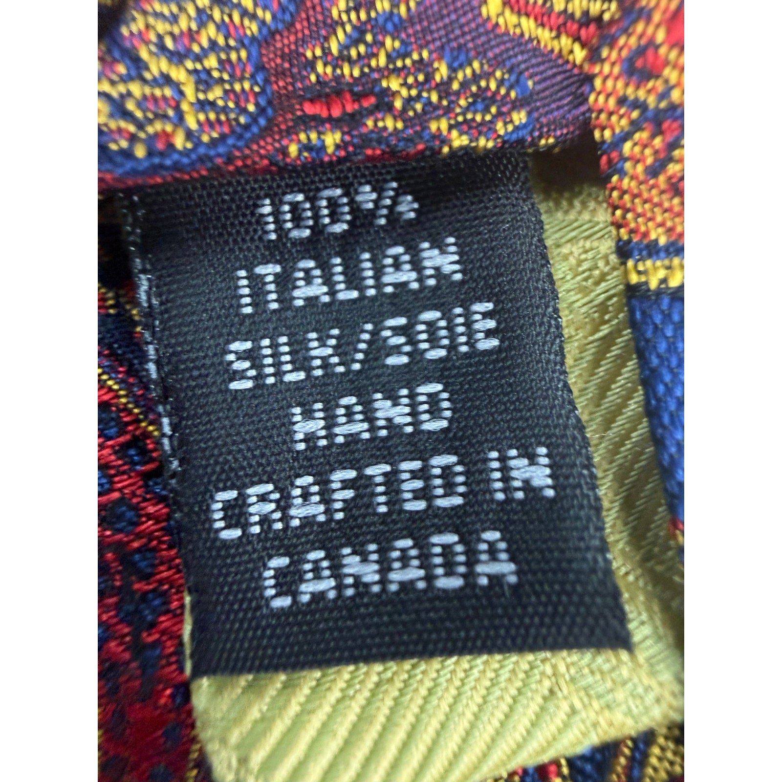 Vintage 90s Dion Signature Silk Paisley Tie Blue Red Gold Italian 60.5 x 3.25