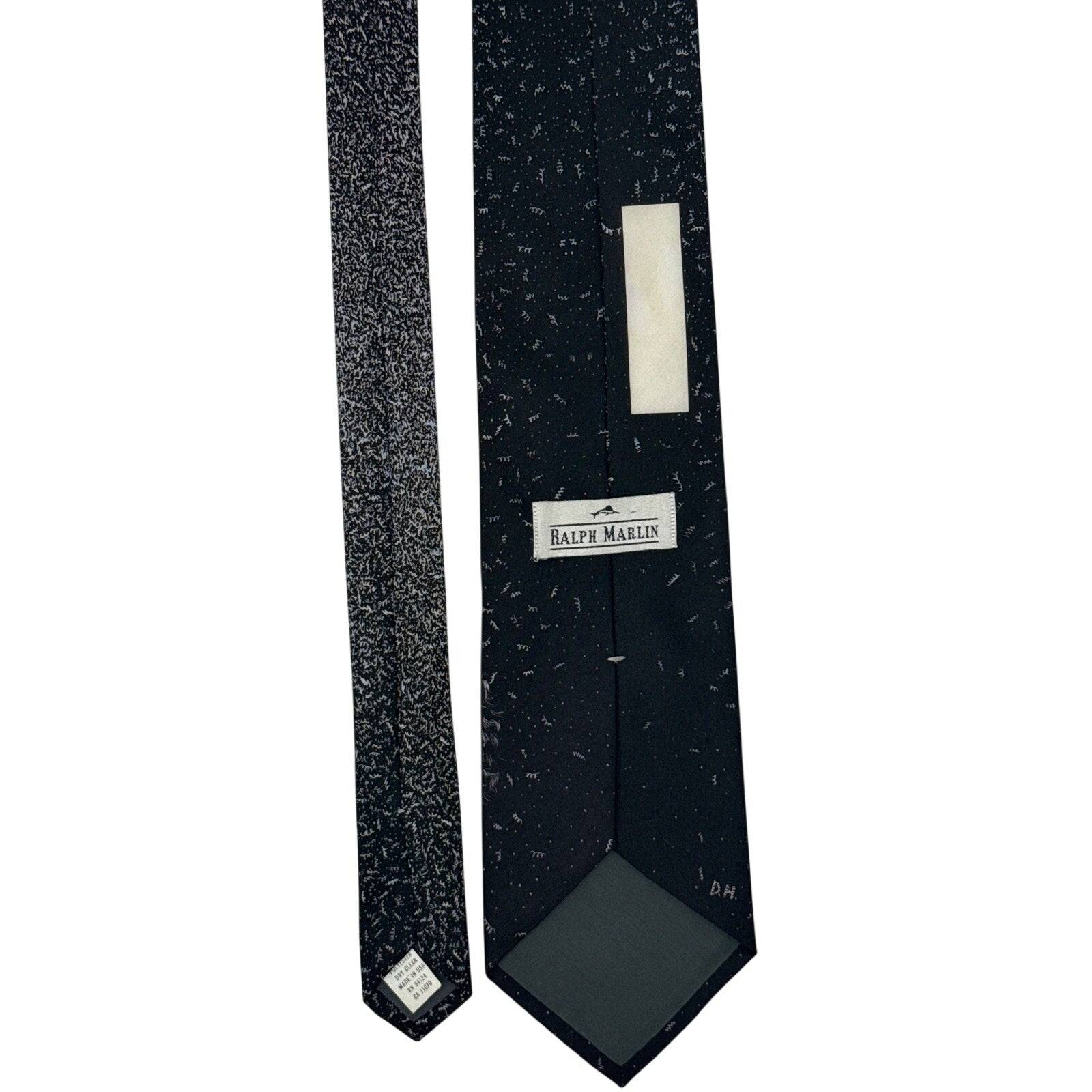 Vintage 90s Ralph Marlin Three Stooges Designer Necktie 57.5" x 3.5" Black Gray