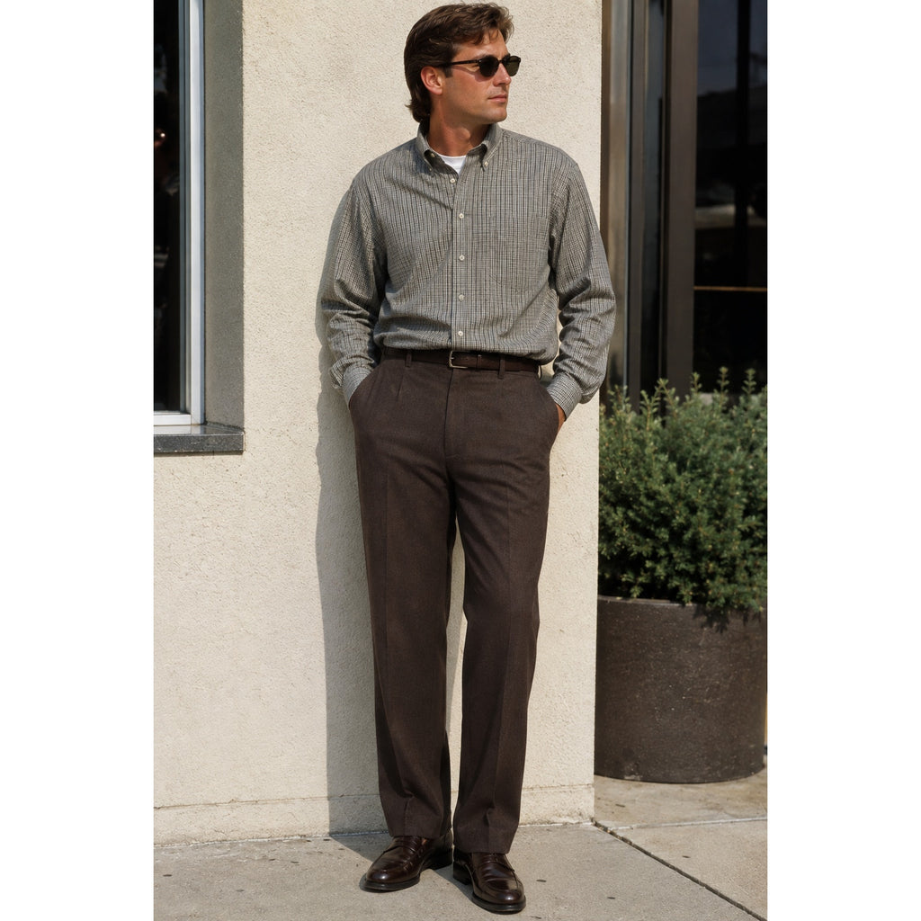 Vintage 1990s Haggar Men's Brown Wool Blend Dress Pants 38x28