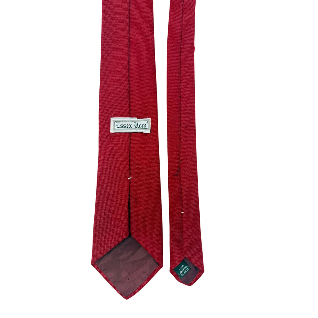 Vintage 1960s Essex Row Red Lambswool Skinny Tie 3.25" Wool Necktie