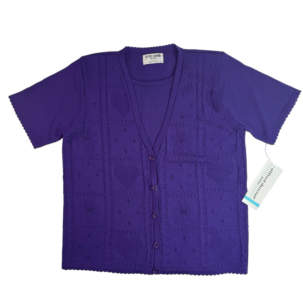 Vintage 90s Women's Large Pettie Purple Sweater Shirt Alfred Dunner Made in USA