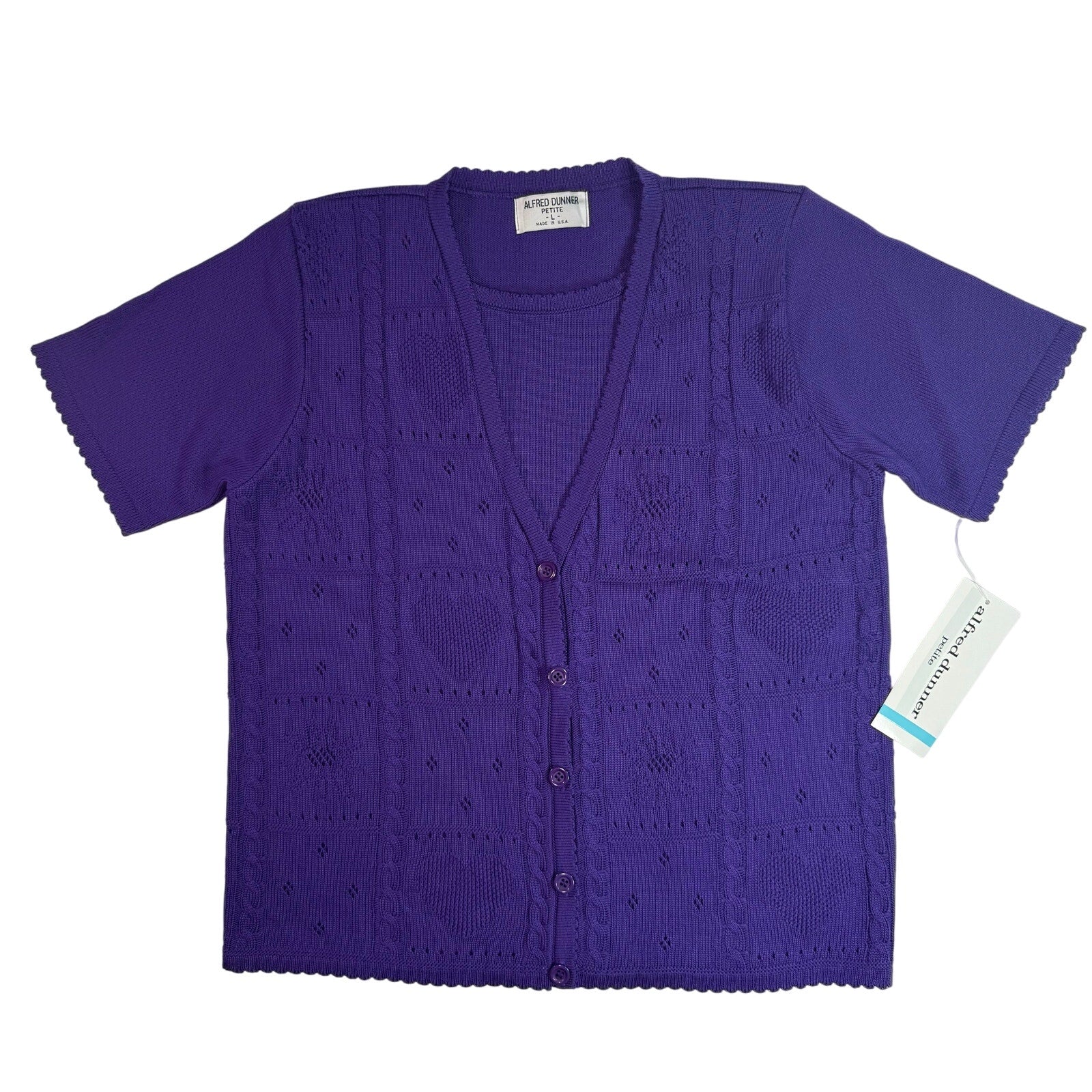 Vintage 90s Women's Large Pettie Purple Sweater Shirt Alfred Dunner Made in USA