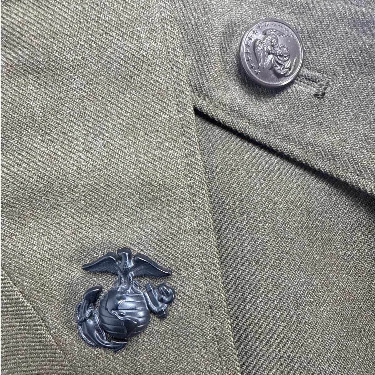 Vintage 80s USMC Olive Green Wool Service Alpha Uniform Suit Men’s 38