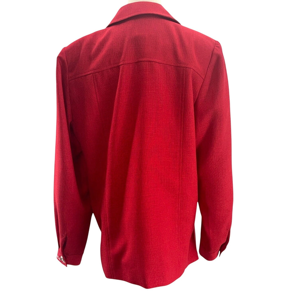 Vintage 90s Draper's & Damon's Red Blazer Studded Button Front Women's