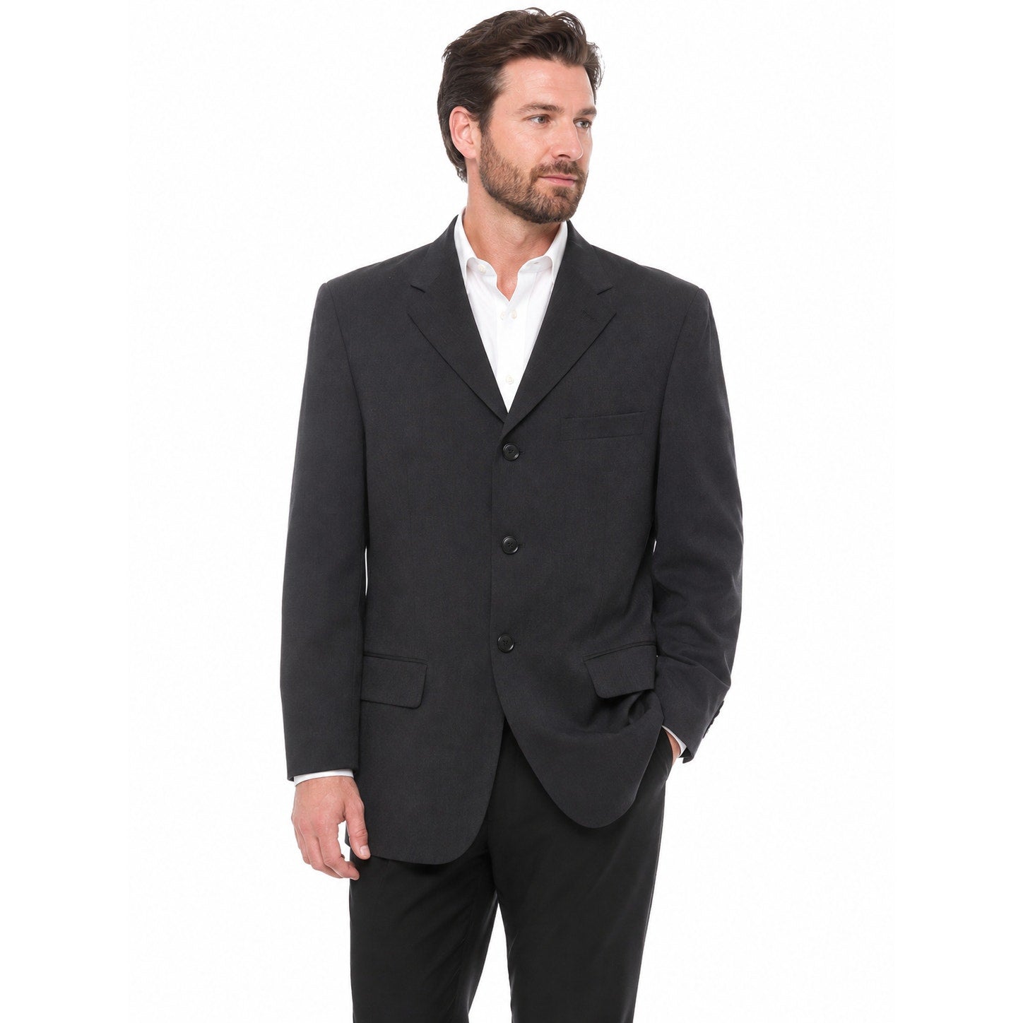 Versini Men's Charcoal Wool Blazer 42 Short 3 Button Suit Jacket