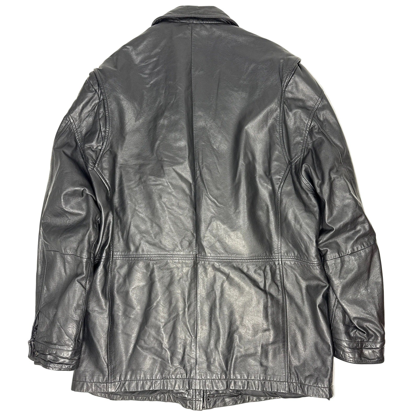Vintage 90s Men’s XL Wilsons Black Leather Jackets Zip Front Snap Cuffs Lined