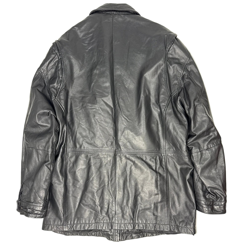 Vintage 90s Wilsons Black Leather Jackets Zip Front Snap Cuffs Lined Men’s XL