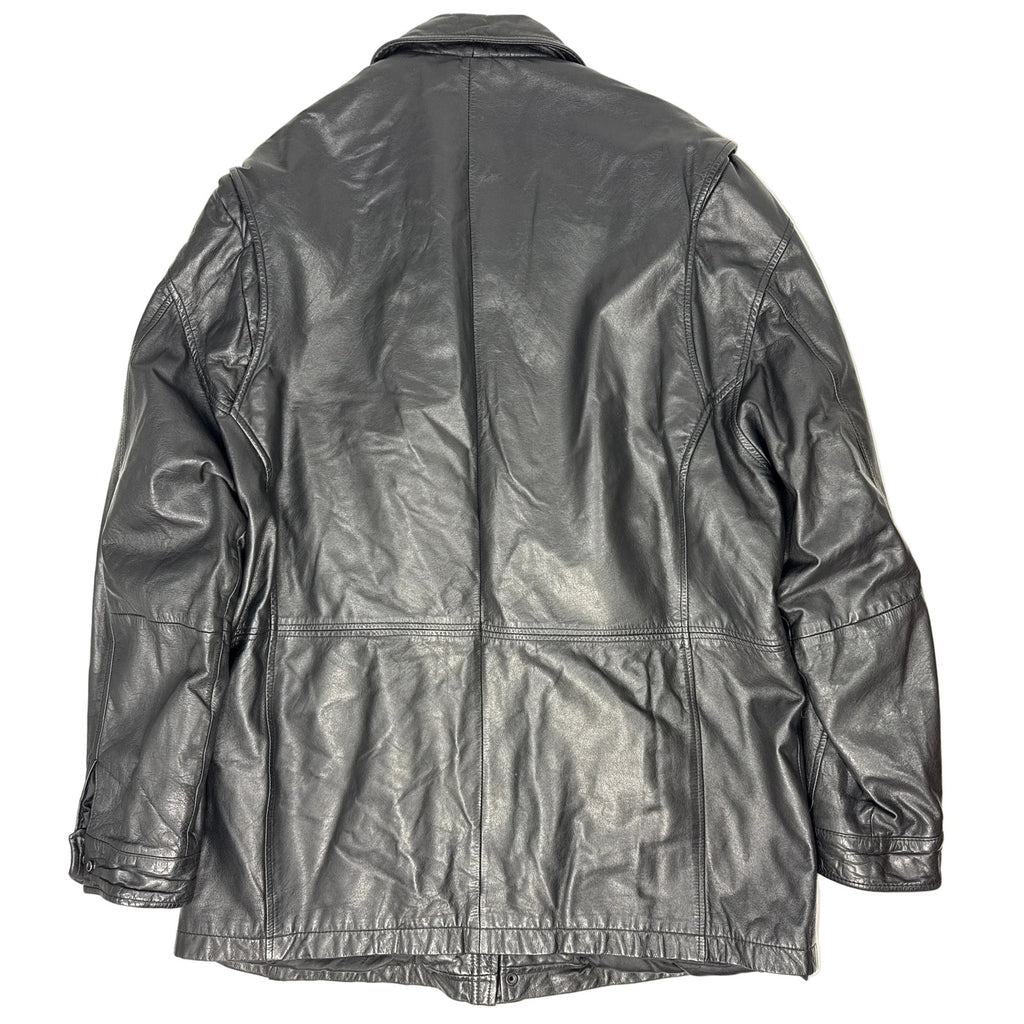 Vintage 90s Wilsons Black Leather Jackets Zip Front Snap Cuffs Lined Men’s XL