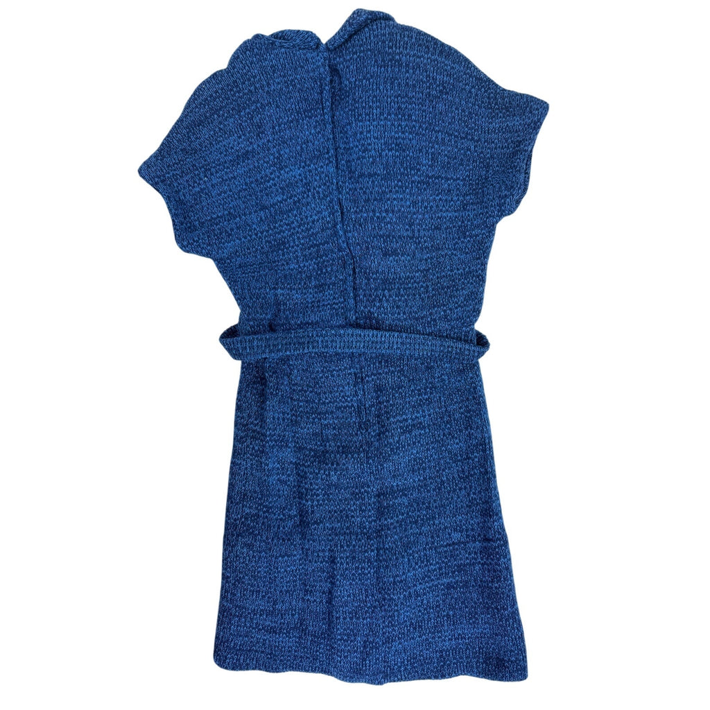 Vintage 60s Blue Acrylic Knit Belted Mod Sheath Dress Women’s XS