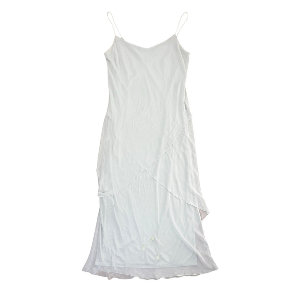 Vintage 90s Women's Large Captivia New York Mint Green Chiffon Layered Dress Set USA