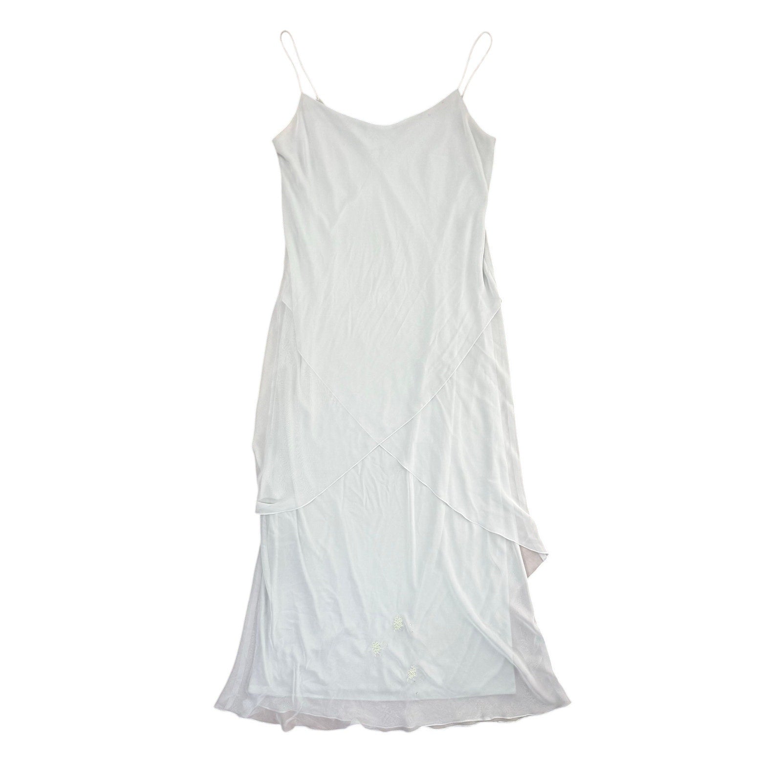 Vintage 90s Women's Large Captivia New York Mint Green Chiffon Layered Dress Set USA