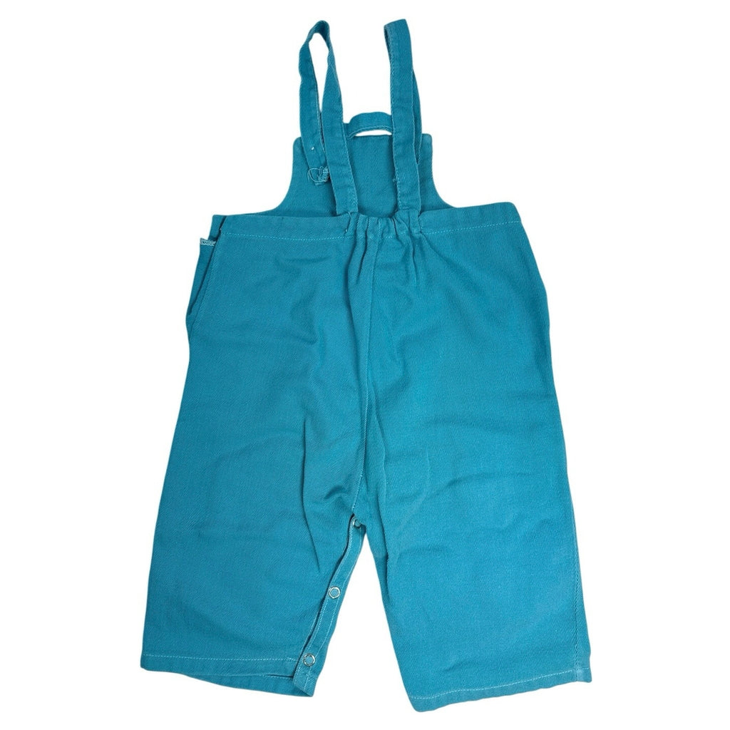 Vintage 1950s Baby Aqua Embroidered Bear Overalls 1-3 Months
