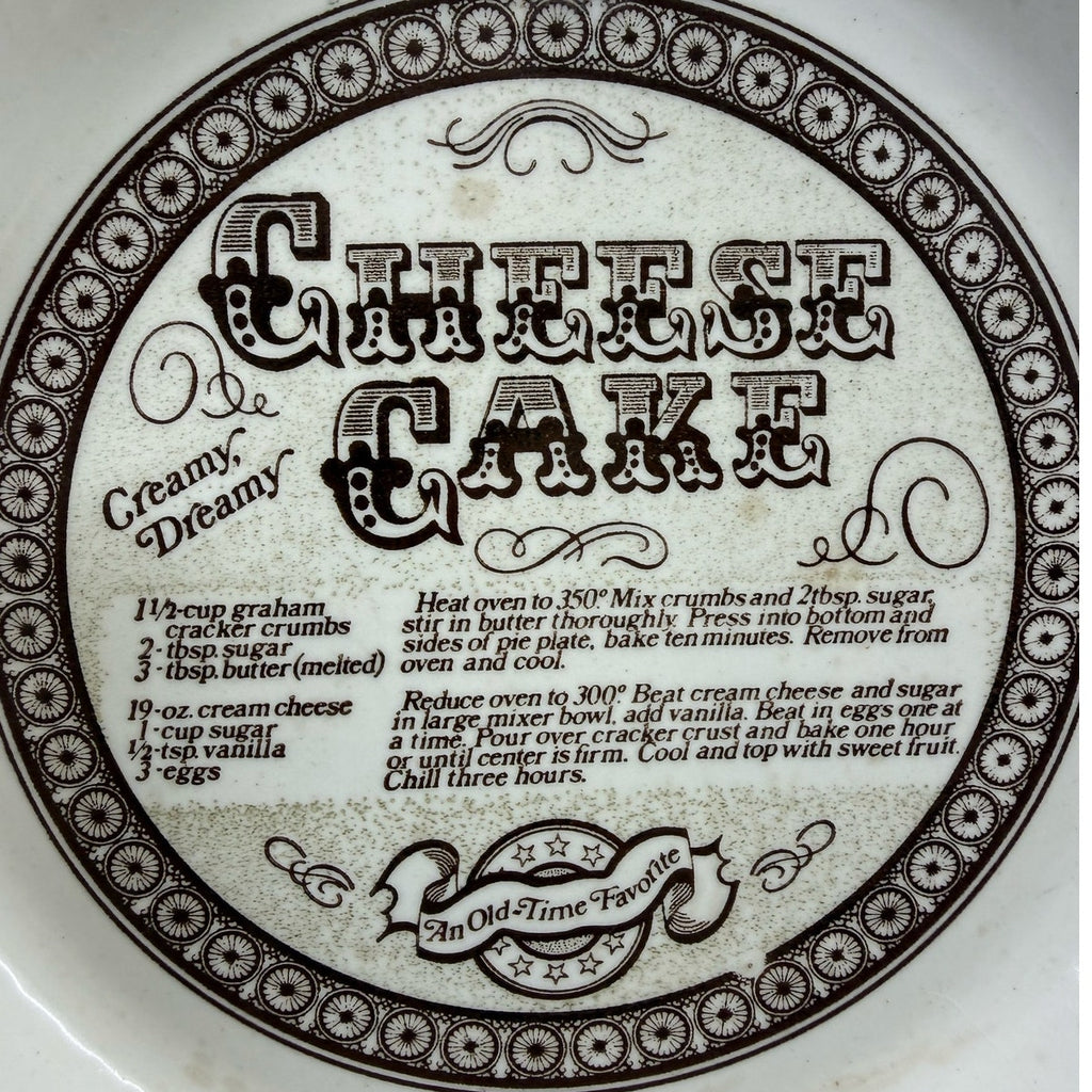 Vintage Royal China Cheesecake Recipe Plate USA Oven Safe Dish