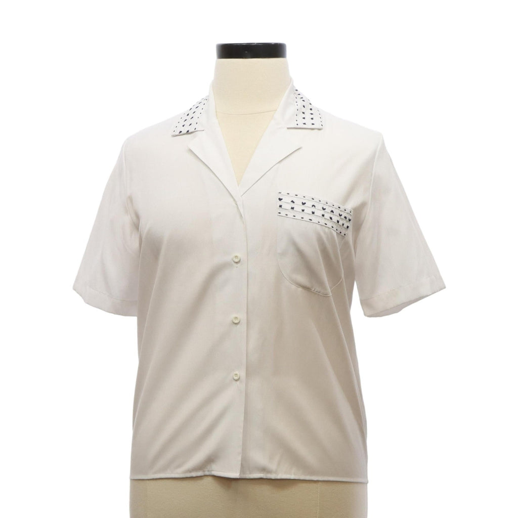 Vintage 1990s Lucia White Rayon Blend Embroidered Short Sleeve Blouse