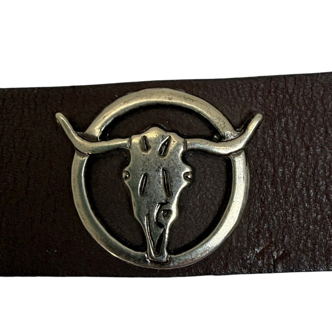 Levi's Western Leather Belt Small Brown Interchangeable Buckle Made in USA