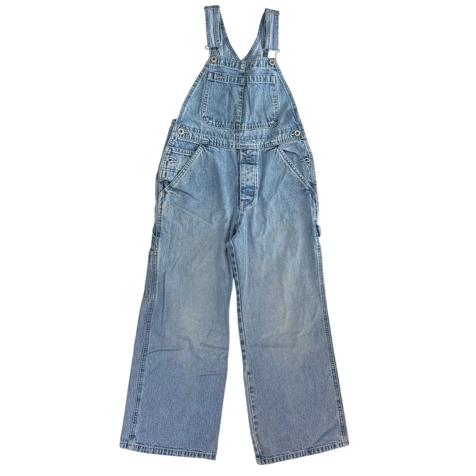 Vintage 90s GAP Girls Medium Denim Overalls Wide Leg Adjustable Straps
