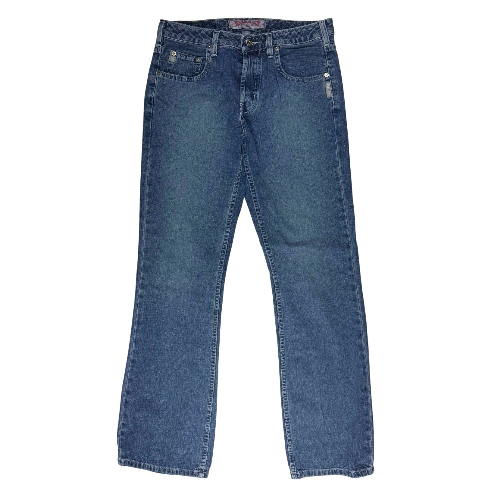 Vintage 90s Silver Mid Rise Bootcut Jeans Button Fly Denim Women's 30/32