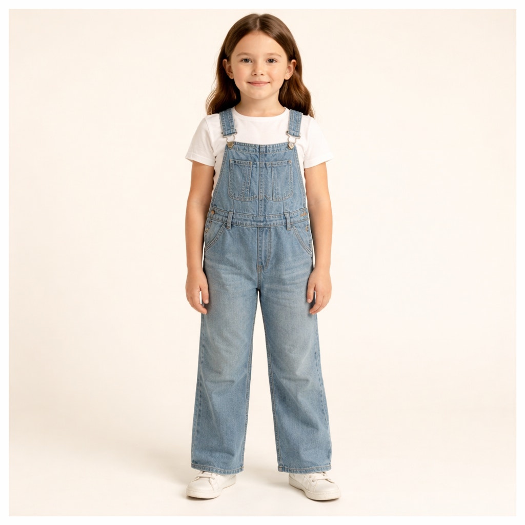Vintage 90s GAP Girls Medium Denim Overalls Wide Leg Adjustable Straps