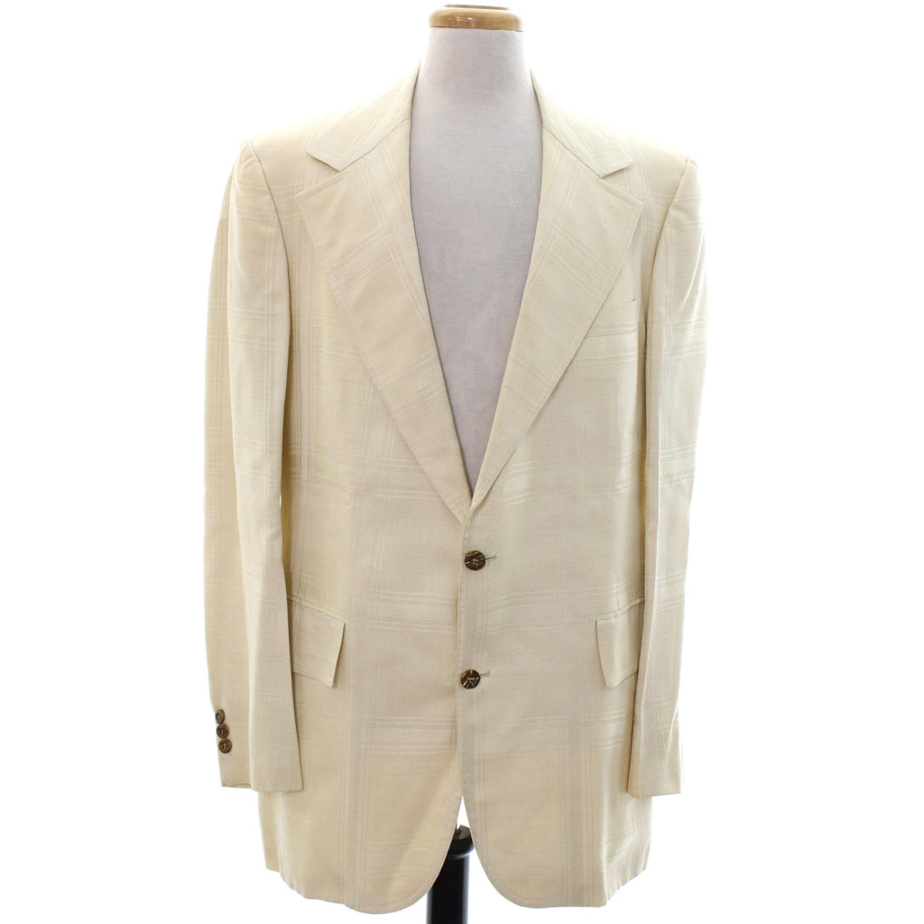 Vintage 70s Countess Mara Ivory Silk Shantung Sport Coat Blazer 44R