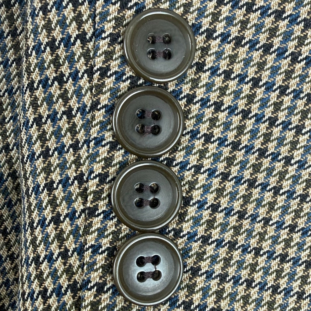 Vintage 1980s Gianfranco Ruffini Wool Houndstooth Blazer Mens 38R