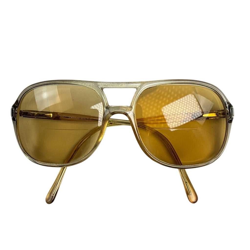 Vintage 70s Vien Brown Gold Aviator Sunglasses Italy 5.5”
