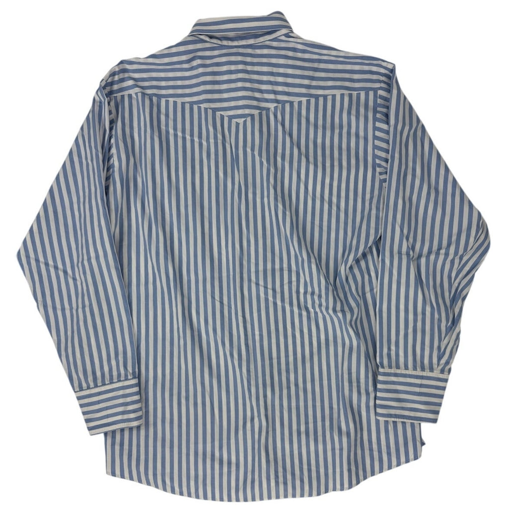 Vintage 80s Panhandle Slim Blue Stripe Pearl Snap Western Shirt USA XL