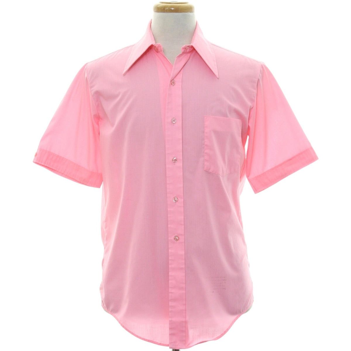 Vintage 70s Nudelmans Mens Large Pink Point Collar Shirt Size 42
