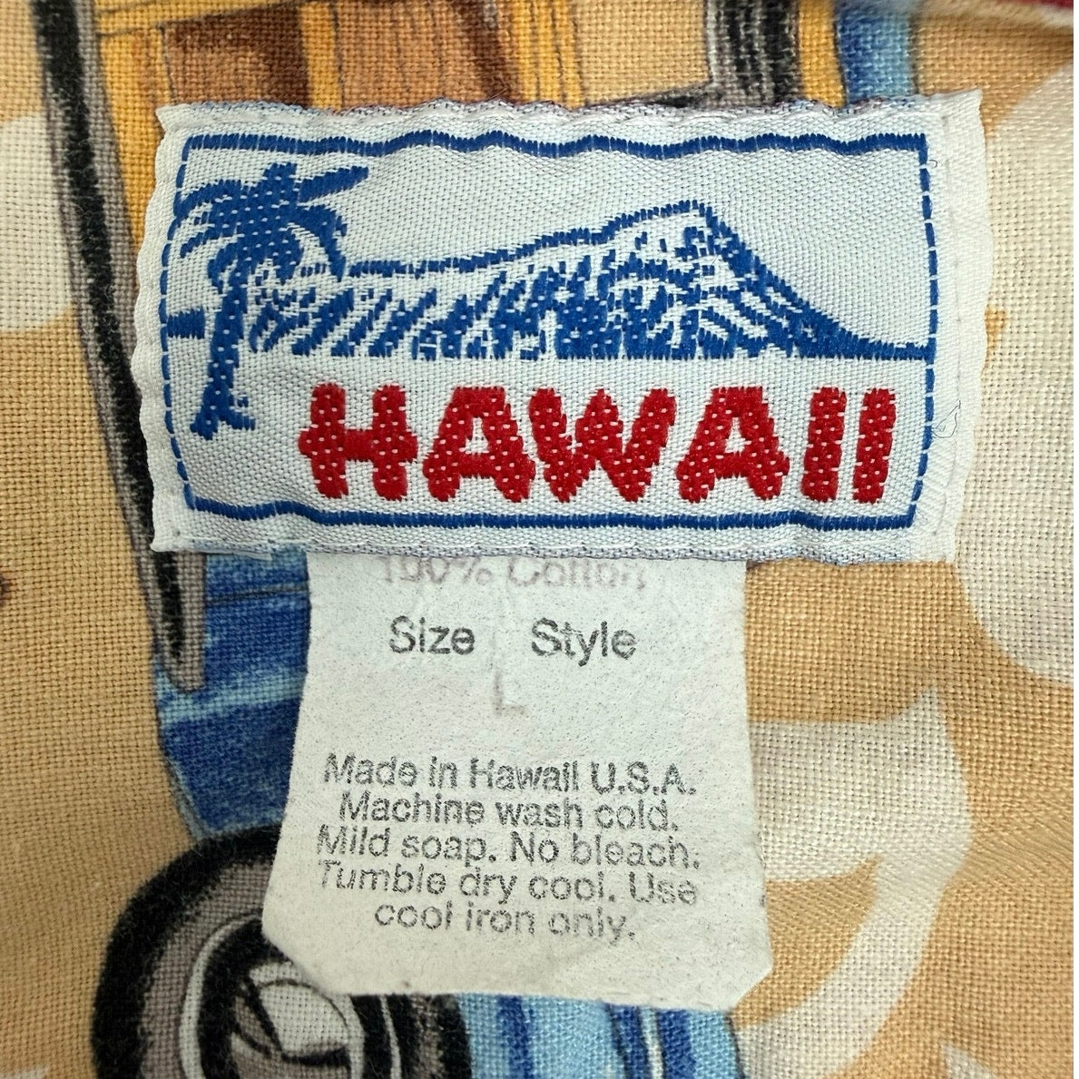 Vintage 90s Hawaii Surfboard Woodie Wagon Hawaiian Cotton Camp Shirt Large