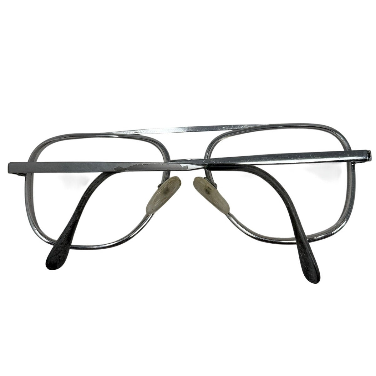 Vintage 80s Men's Frames Aviator Eyeglass Frames Gray Silver Metal 57-15