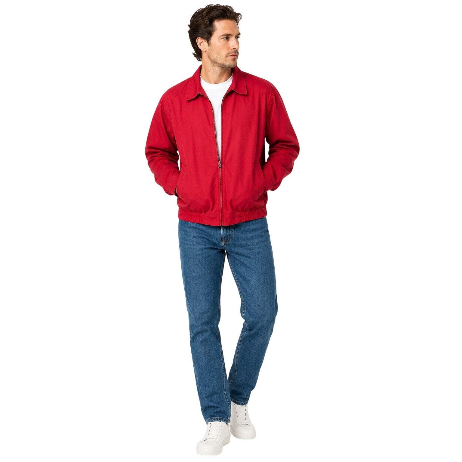 GAP Men's Red Cotton Zip Jacket Large Casual Lightweight Bomber Coat