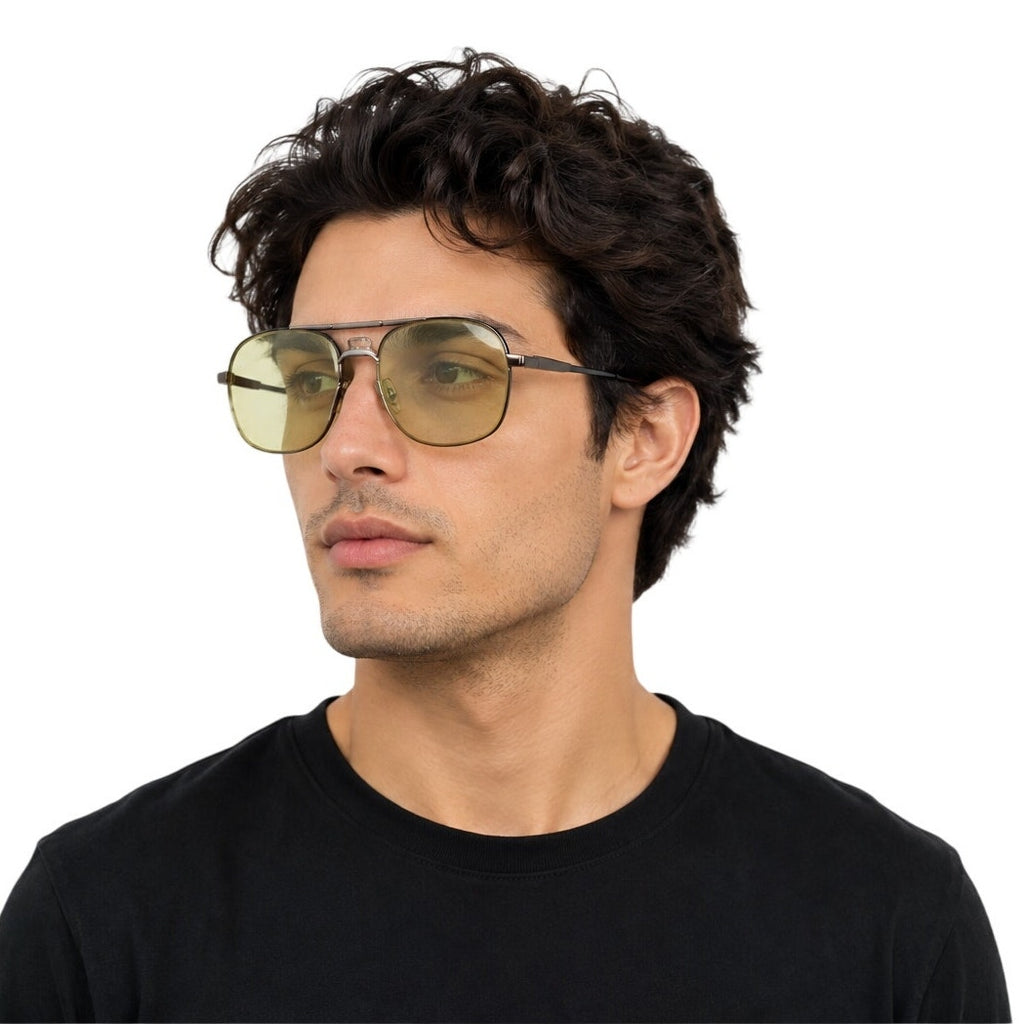 Vintage 90s Men's Frames Looking Glass 8019 Aviator Sunglasses Gold Gray 56-18 145