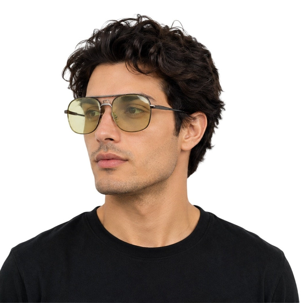 Vintage 90s Men's Frames Looking Glass 8019 Aviator Sunglasses Gold Gray 56-18 145
