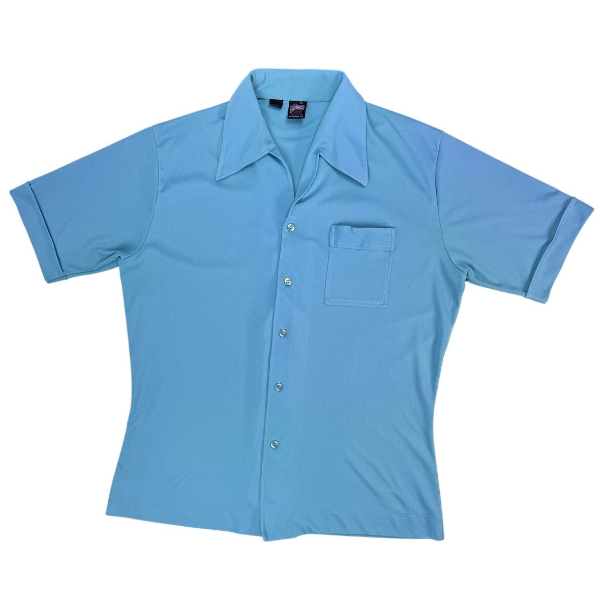 Vintage 70s Joel California Mens XL Sky Blue Dagger Collar Shirt
