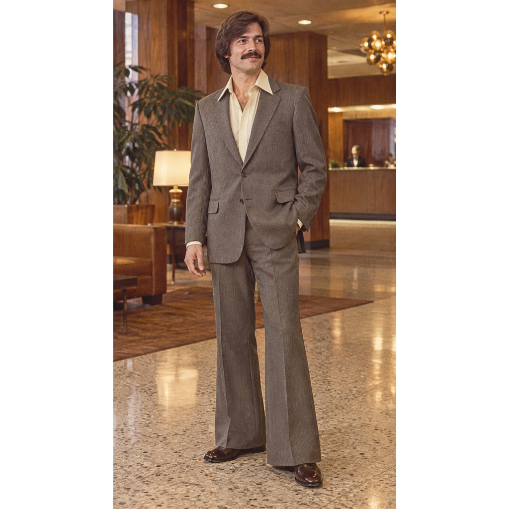 Vintage 1970s Saint Ives Brown Gray Pinstripe Wool 2 Piece Suit Men’s 46R