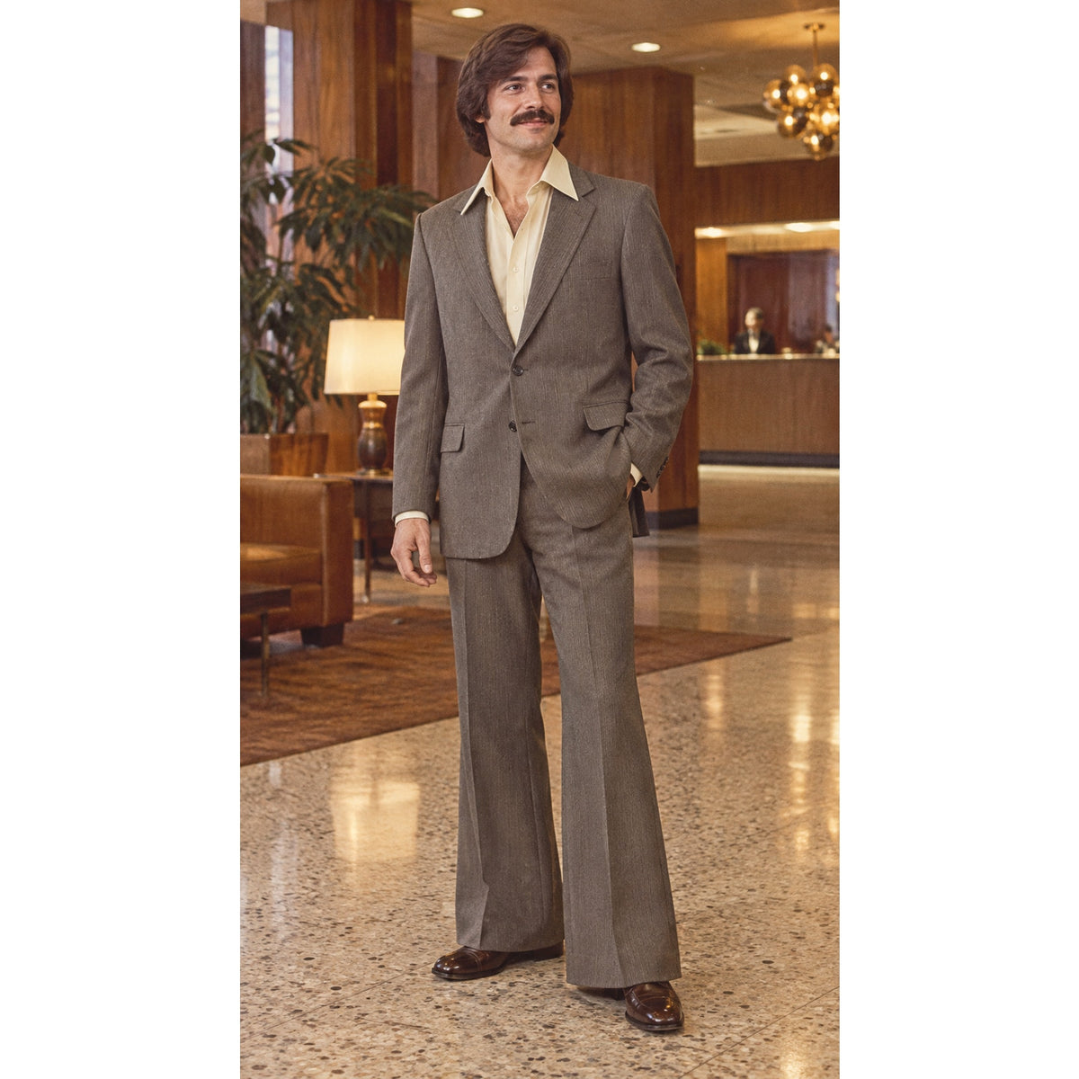 Vintage 1970s Saint Ives Brown Gray Pinstripe Wool 2 Piece Suit Men’s 46R