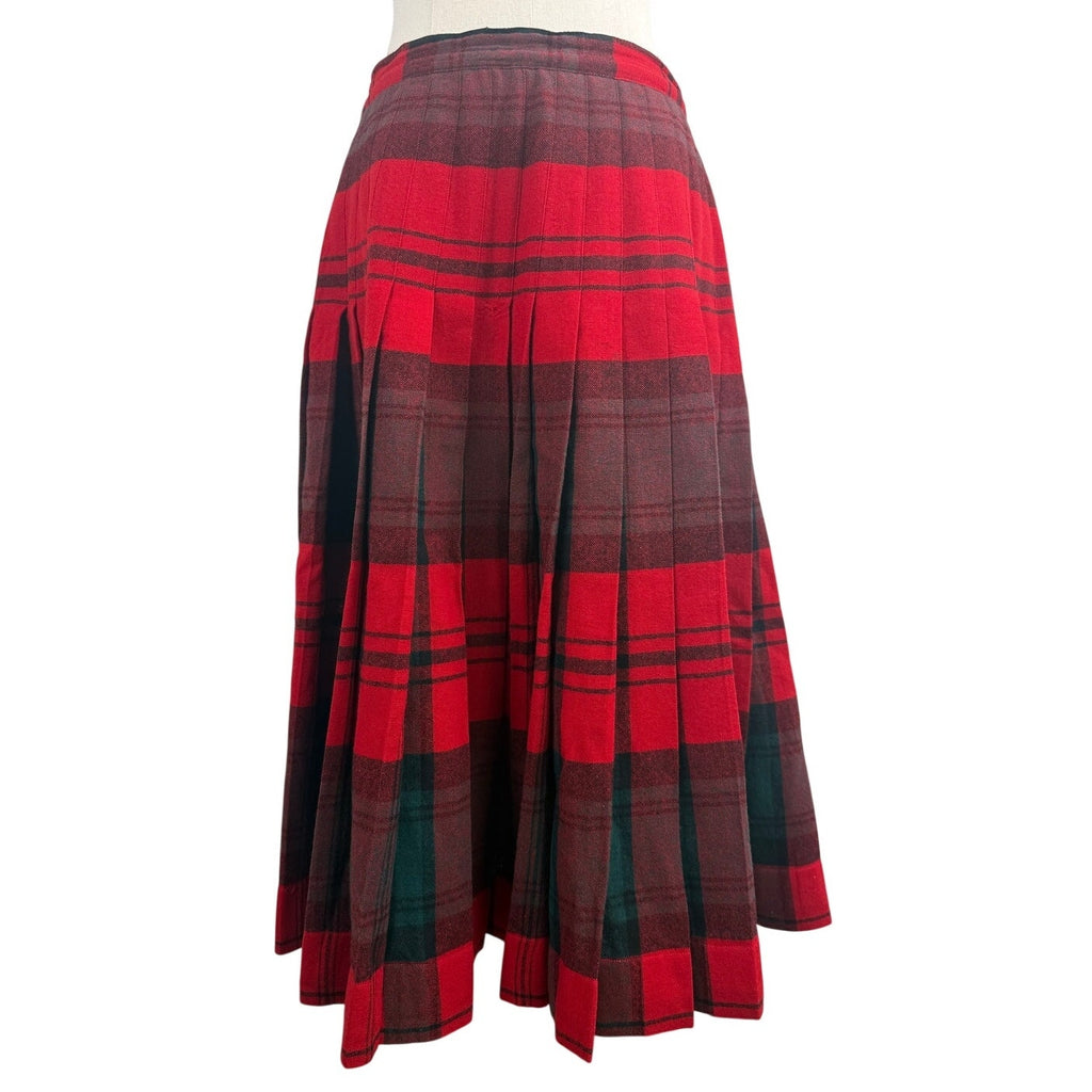 Vintage 1950s Pendleton Turnabout Reversible Plaid Pleated Wool Skirt 28