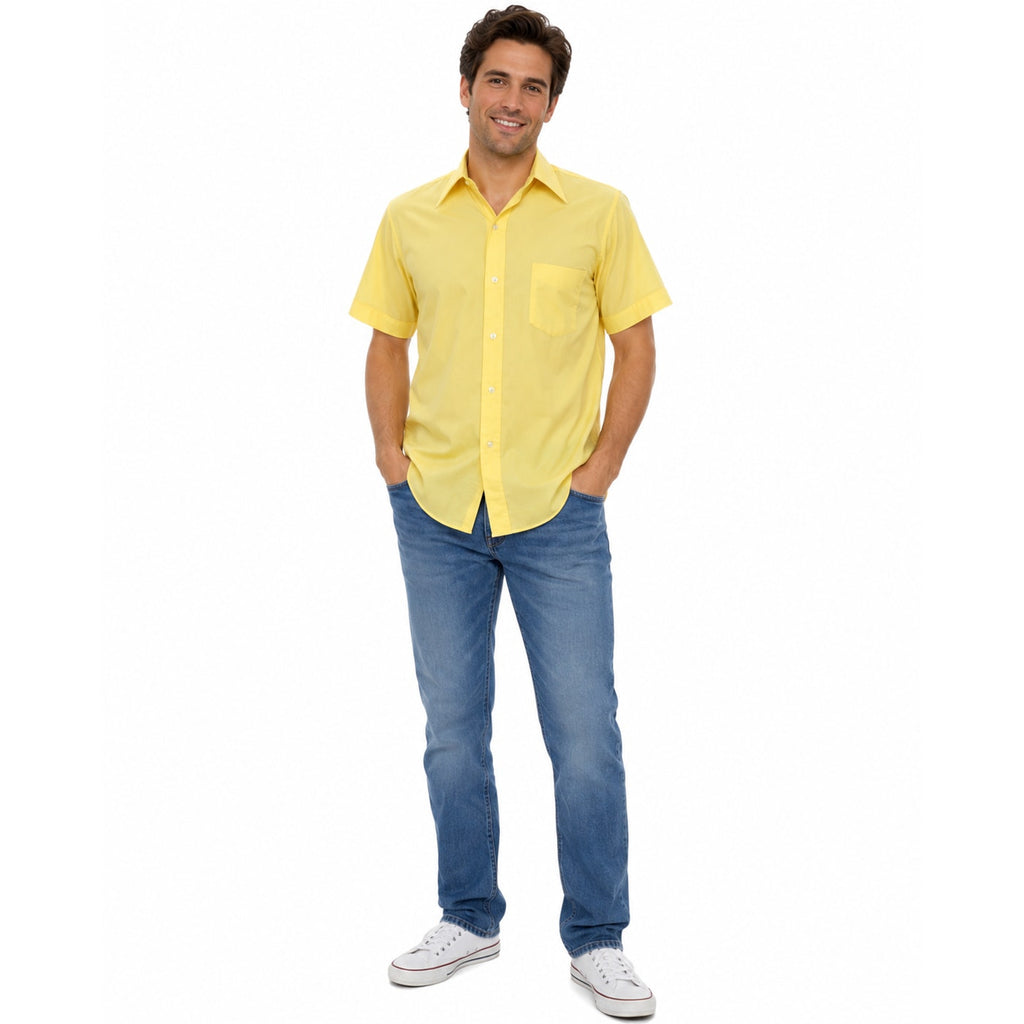 Vintage 70s Kings Road Yellow Short Sleeve Shirt Men's 15.5 44 Chest