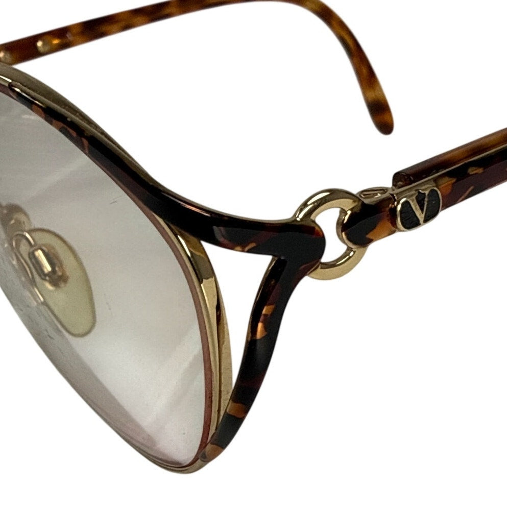 Vintage 90s Valentino Garavani Gold Tortoise Oval Sunglasses 58-14