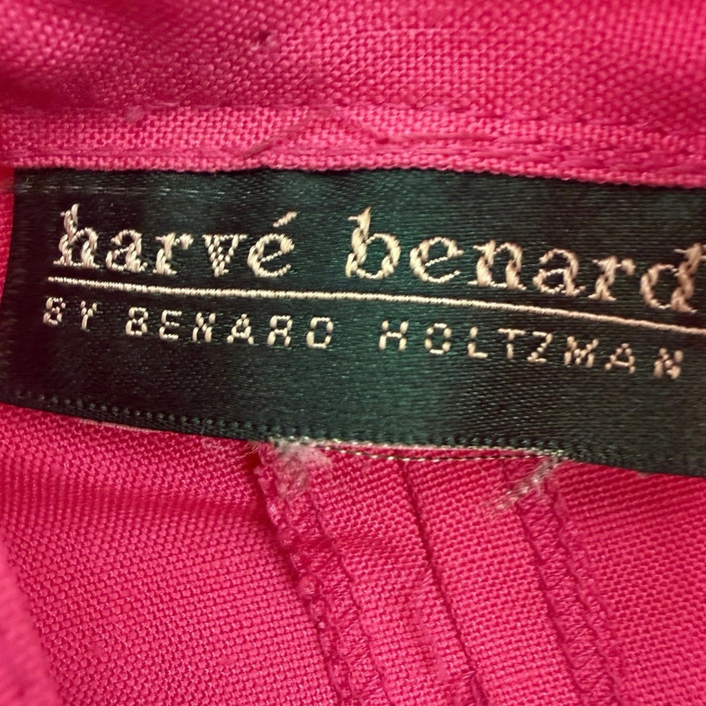 Vintage 80s Women's Small Harve Benard Pink Wrap Dress Rayon Midi Shoulder Pad