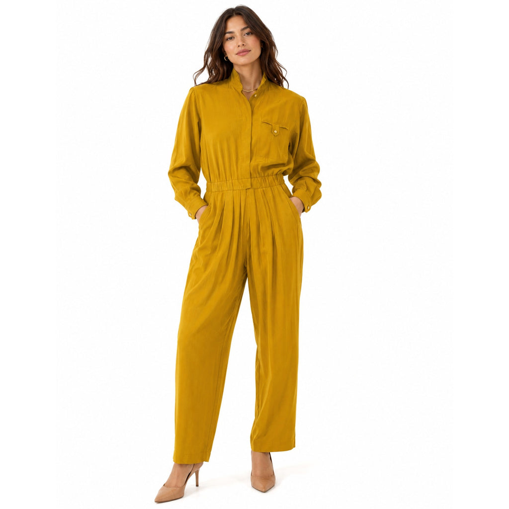 Vintage 90s Silk Jumpsuit Gold Amber Women's 2P Liz Claiborne