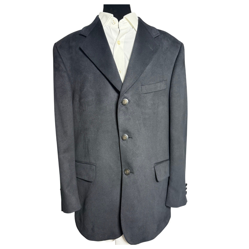 Vintage 90s Men's 42R Black Velour Blazer Jacket Lord & Taylor Fifth Ave