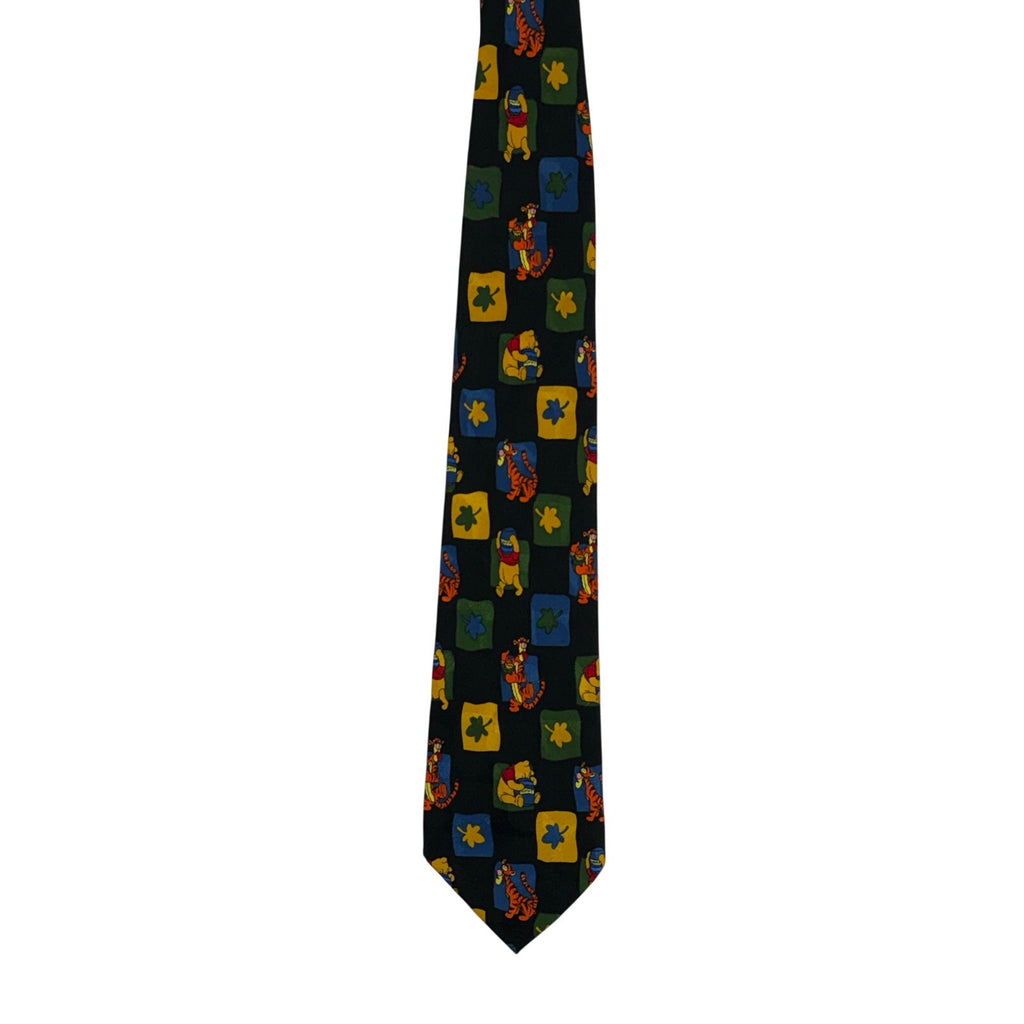 Vintage 90s Disney Winnie the Pooh Silk Necktie Korea Blue Character Tie 57.5"