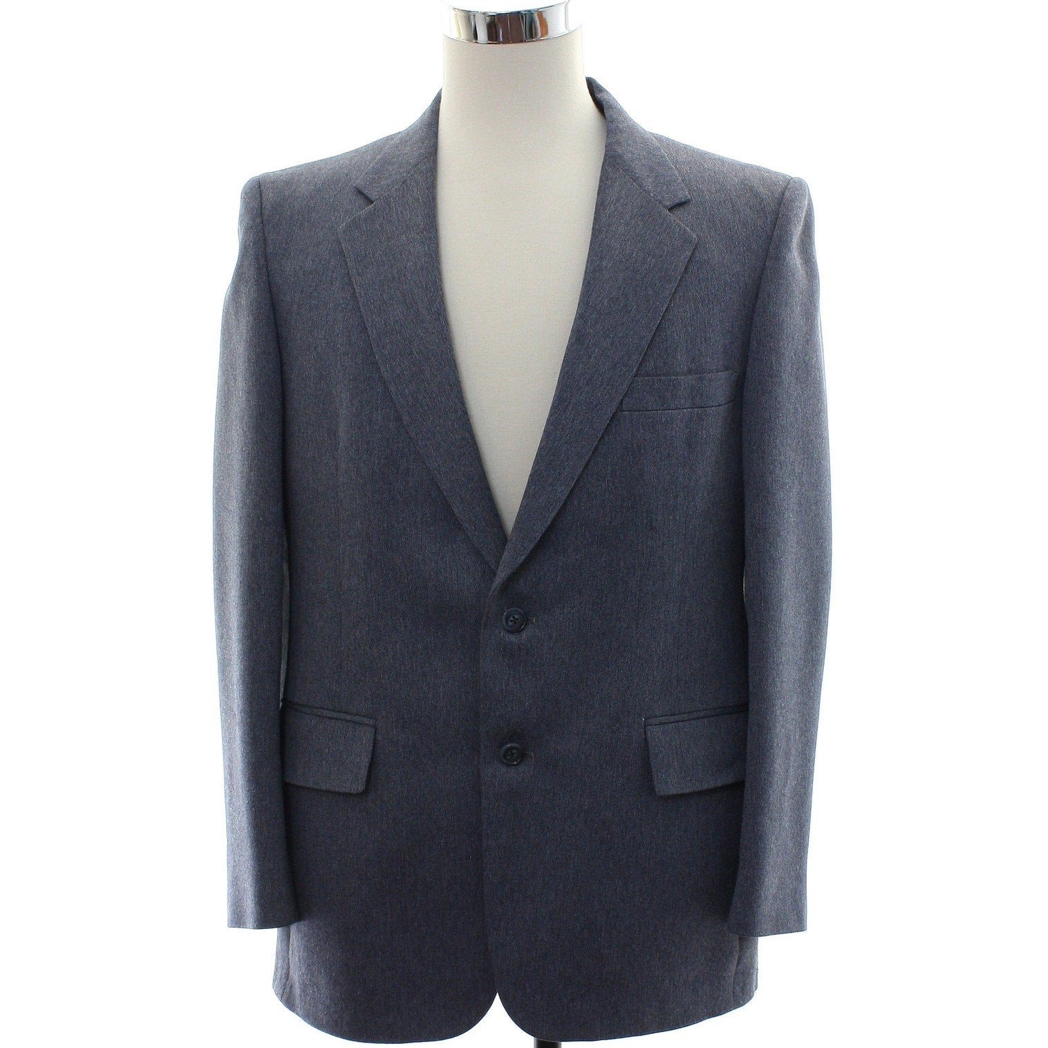 Vintage 70s Rogers Gray Blue Double Knit Sport Coat Blazer Mens 40 USA