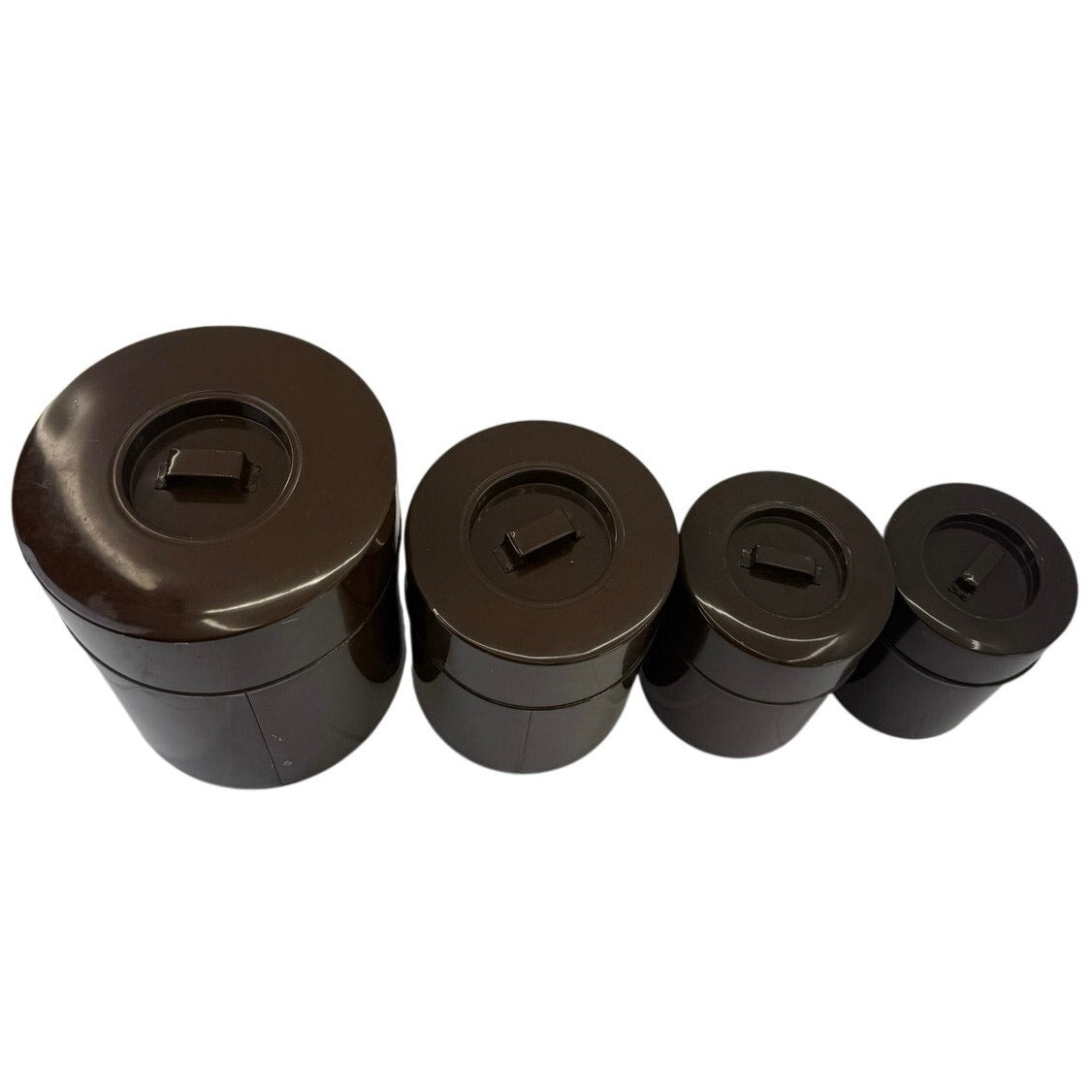 Vintage 70s Made in Japan Brown Canister Set Flour Sugar Coffee Tea 4 Pc