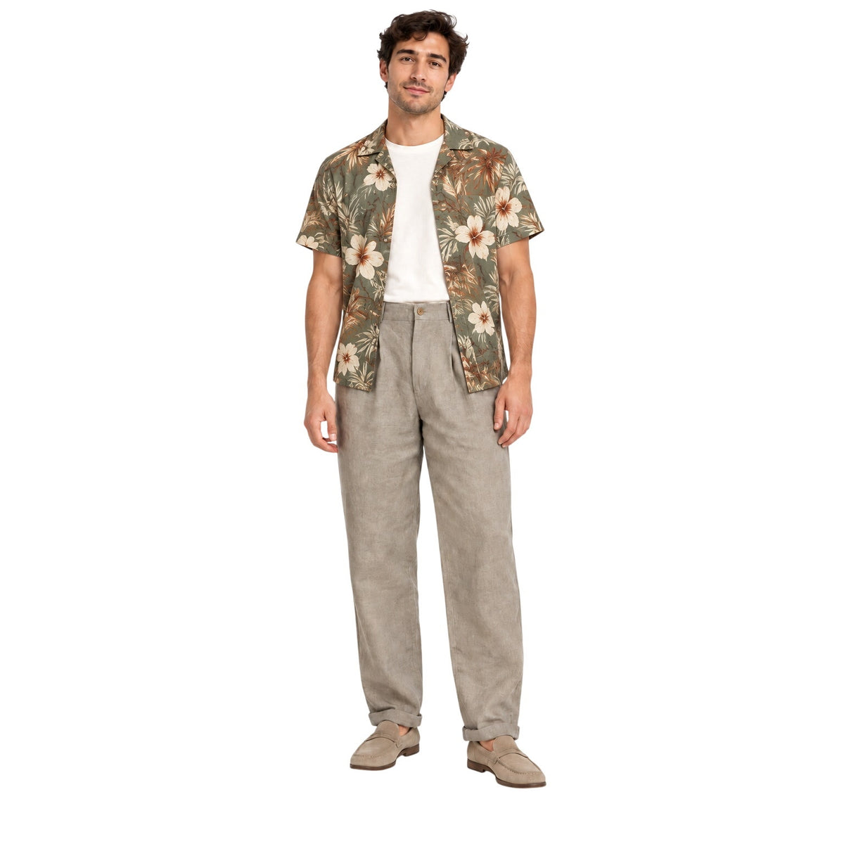 Vintage 90s Eddie Bauer Beige 100% Linen Pleated Pants Men’s 33x34