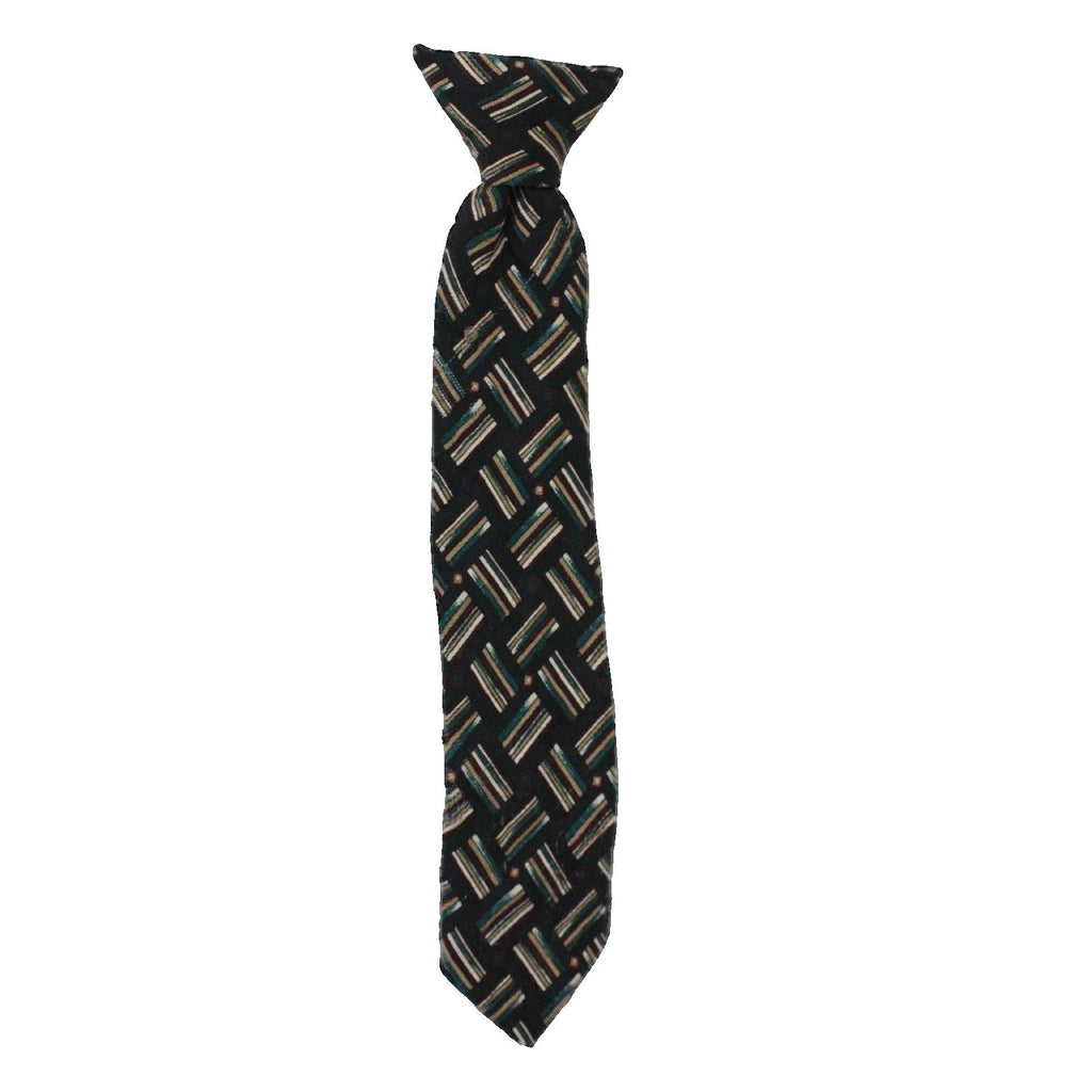 Vintage 1960s Cadet Classic Club Boys Clip-On Tie Navy Geometric 11"