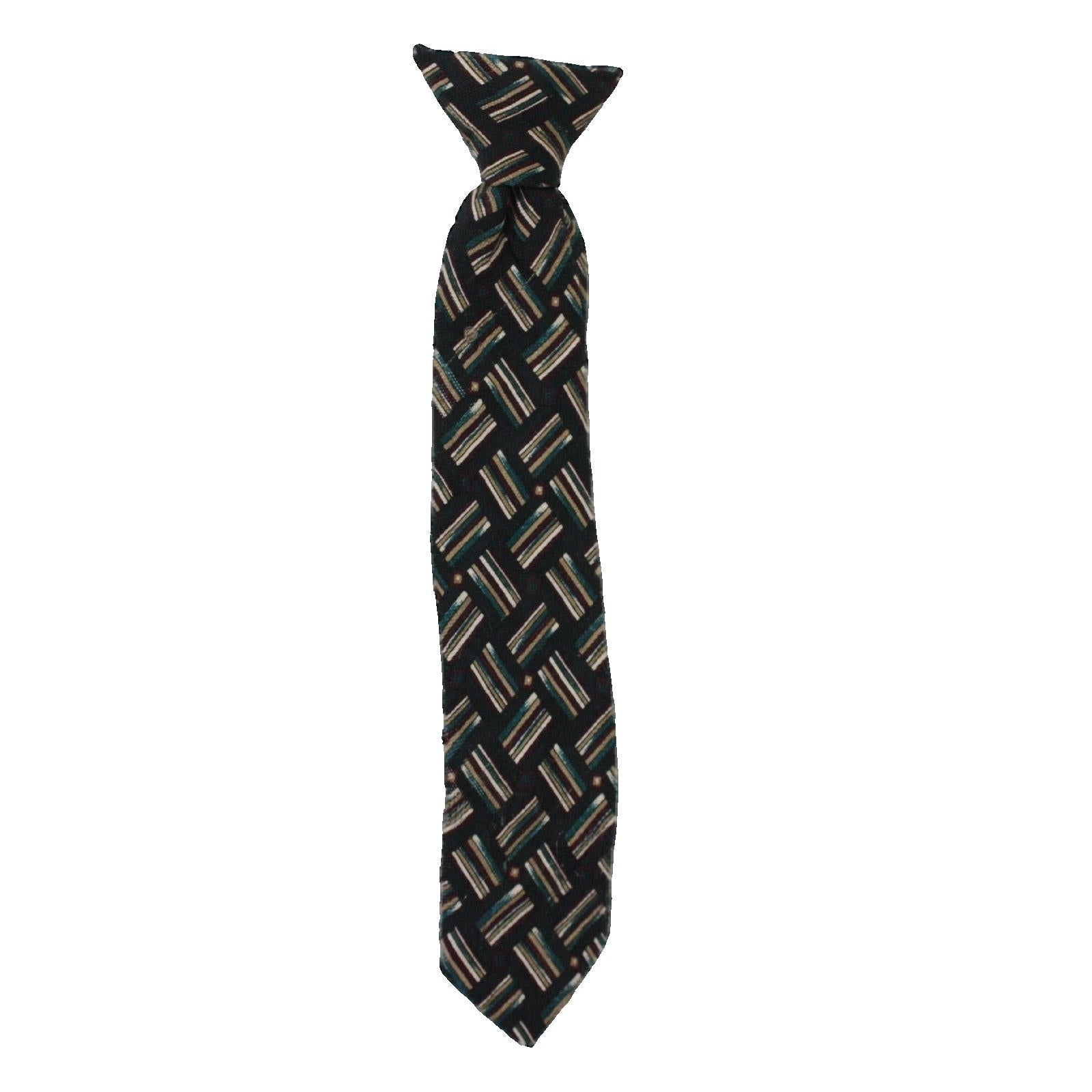 Vintage 1960s Cadet Classic Club Boys Clip-On Tie Navy Geometric 11"