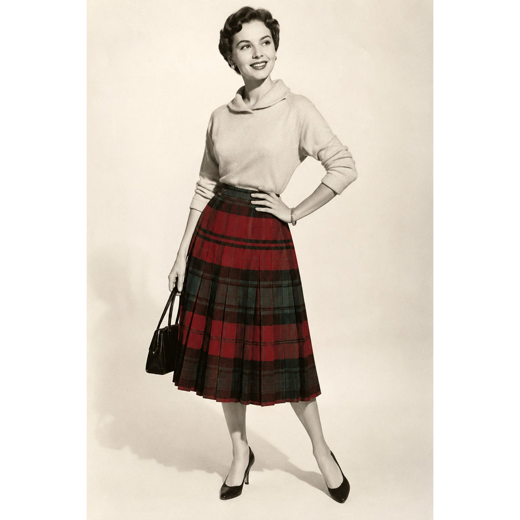 Vintage 1950s Pendleton Turnabout Reversible Plaid Pleated Wool Skirt 28