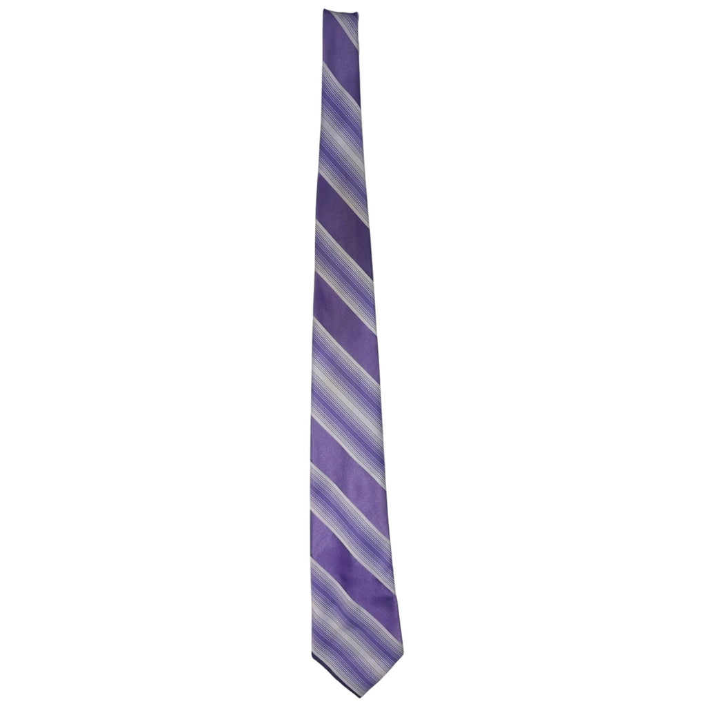 Vintage 70s Fashion Craft Lavender Striped Terylene Necktie 3.5”