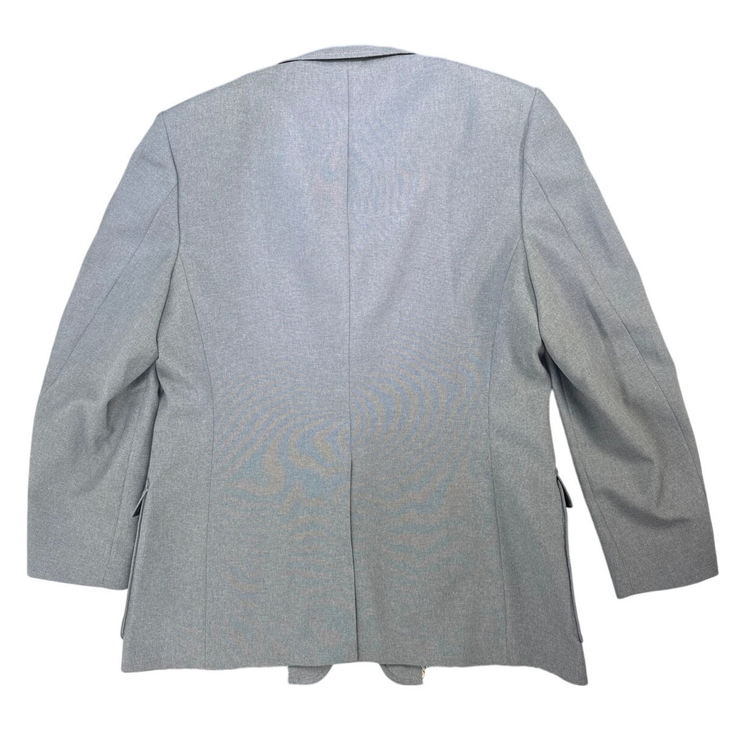 Vintage 1970s Knack Men's Gray Polyester Blazer Gold Crest Buttons 46L